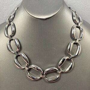 Vintage Style Link Chain Necklace Chunky Stainless Steel Signed 19.5" Hefty